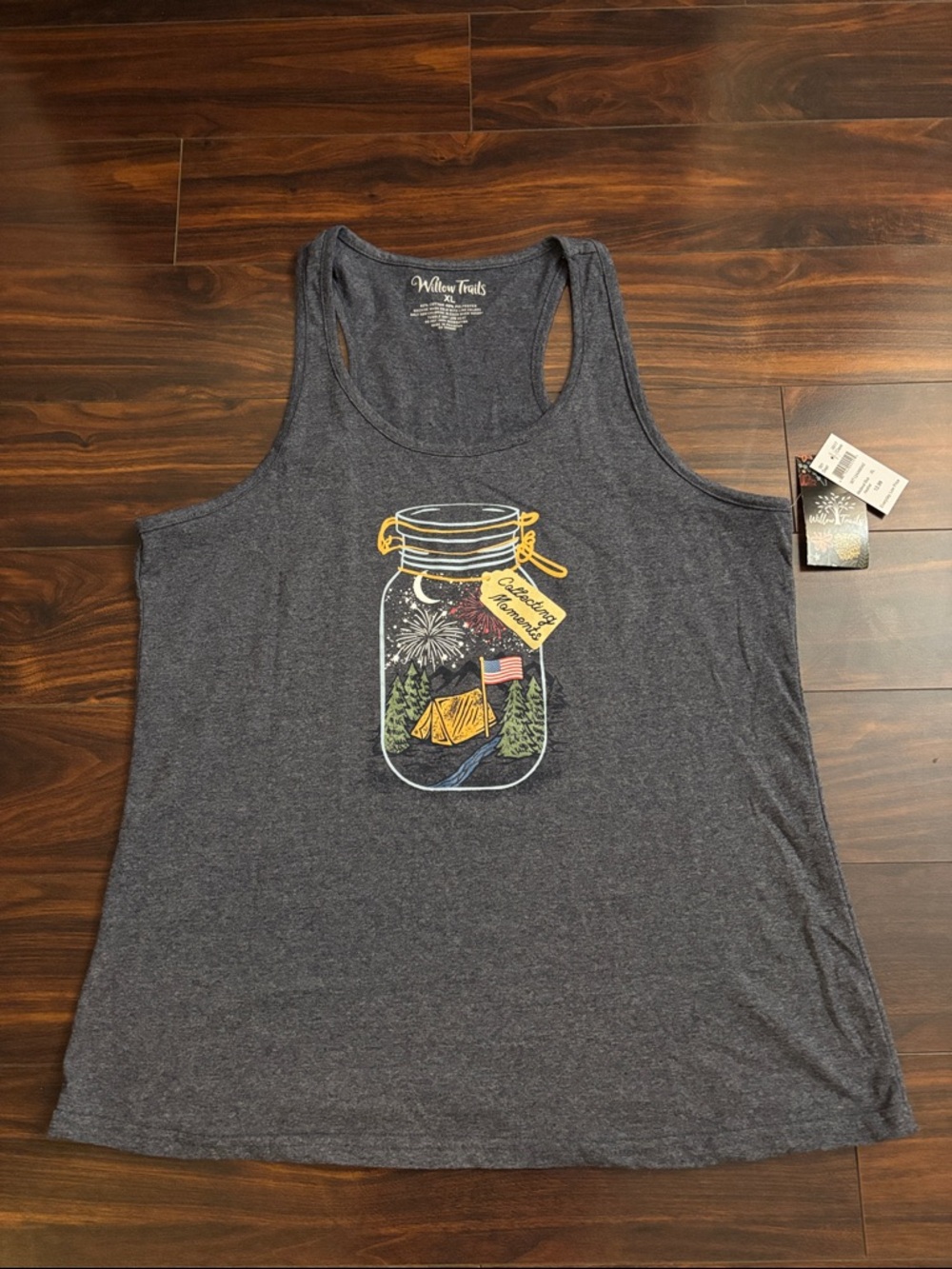 Willow Trails Navy Graphic Camping Racer Back Tank Top